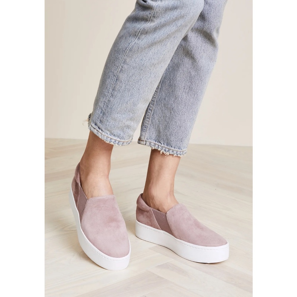 Vince ‘Warren’ Suede Slip-on Trainers in Pink Blush size 9